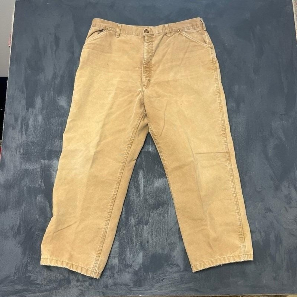 Vintage Carhartt Pants Mens 38x28 Beige 1980s Insulated Outdoors